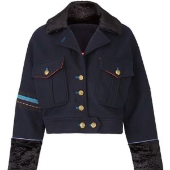 Free People Black Eisenhower Military Jacket Wool Blend w/Faux Fur Accents  Sz M - Picture 3 of 16